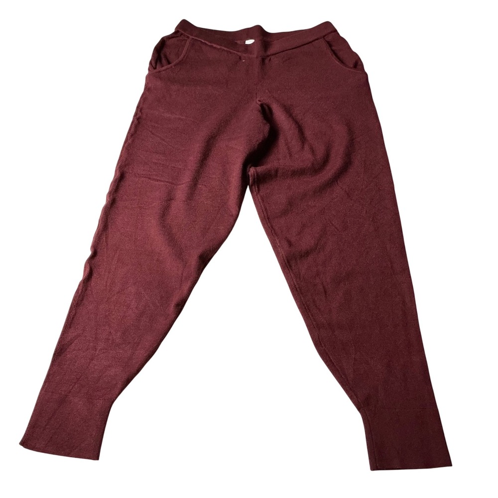 Wynne Layers Knit Lounge Pants Women's Small Burgundy Pockets Casual